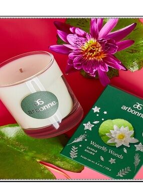 NIB Arbonne Waterlily Woods Scented Candle 6.2 oz Limited Edition